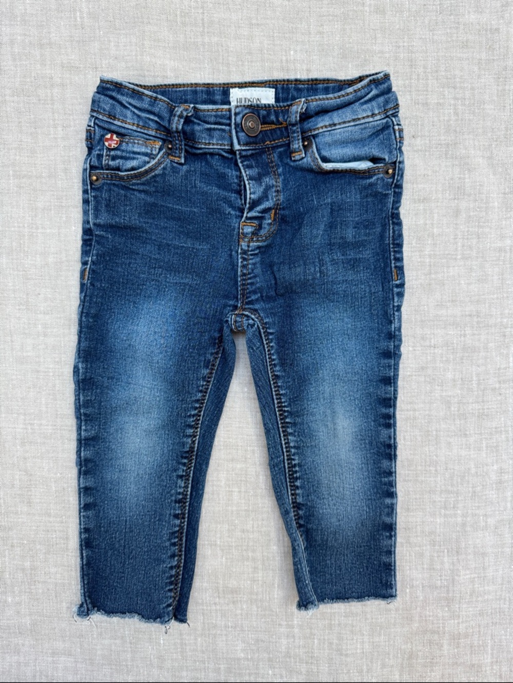 Hudson Girls 18mo Jeans Medium Blue Slim Stretch Jeans with Frayed Hem